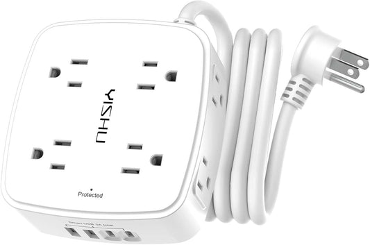 8 widely-spaced ac outlets (1.8 inches apart) on 3 sides for non-blocking plug placement