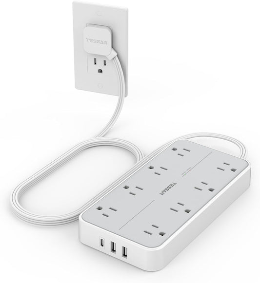 8 widely spaced ac outlets plus 3 usb ports (2x usb-a at 2.4a, 1x usb-c at 3a) for 11 total charging points