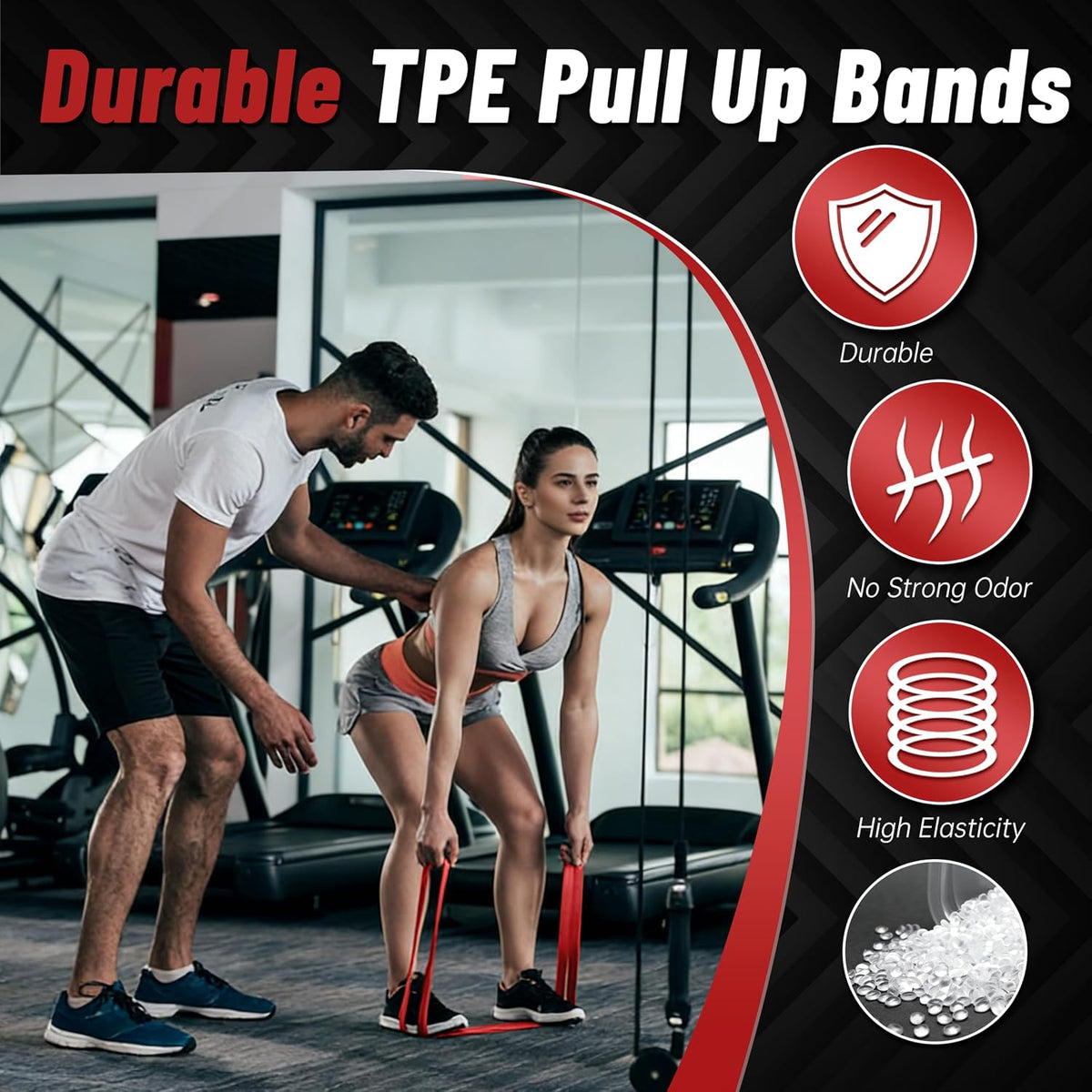 81.89 inch loop length compatible with pull-up bars, barbells, and bodyweight movements