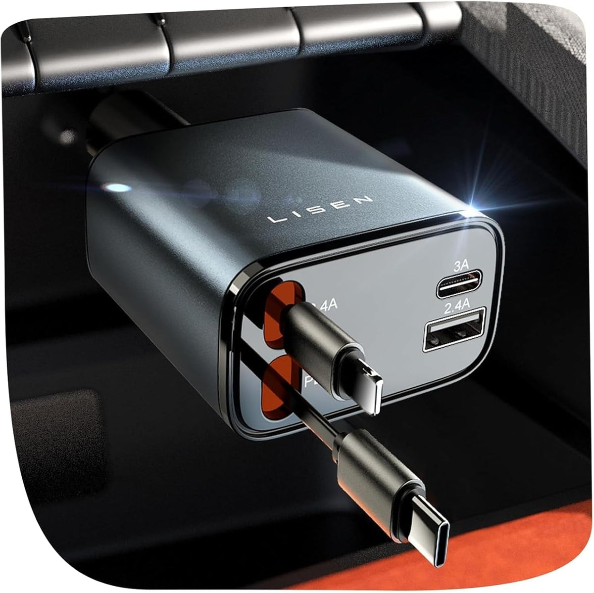 84w total output split across 45w pd usb-c, 12w usb-a, and dual retractable cables