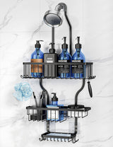 YASONIC Shower Caddy Hanging Over Shower Head – Holiday Gift for Mom, 3-Tier Aluminum Organizer in Silver with Soap Holder