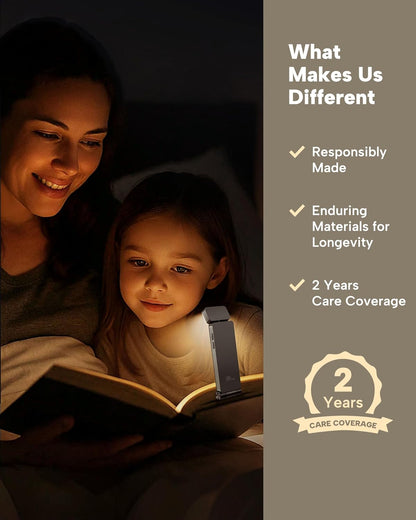 86lux Book Light, Rechargeable Clip-On LED Reading Light for Bed, Child-Friendly Night Reading Lamp for Shared Bedrooms