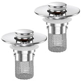 Drain Ease 2-Pack Pop-up Sink Strainer – Useful Birthday Gift for Her, Polished Silver Vanity Upgrade