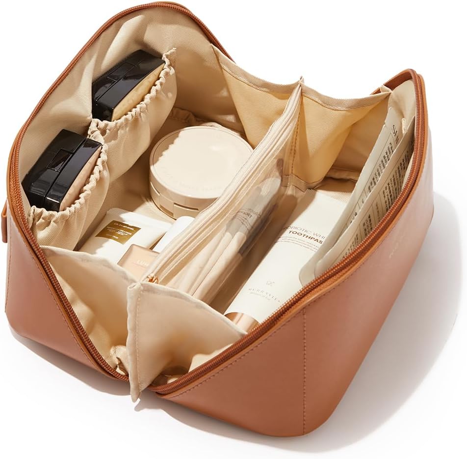 9.3 × 4.1 × 4.3 inch large-capacity interior that fits full-size skincare bottles and makeup palettes