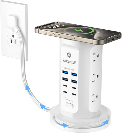 9 ac outlets spaced 1.5 inches apart for bulky adapters