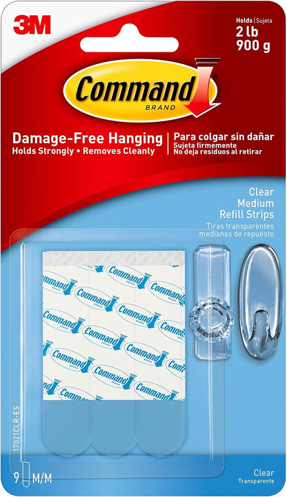 9 clear medium replacement strips per pack