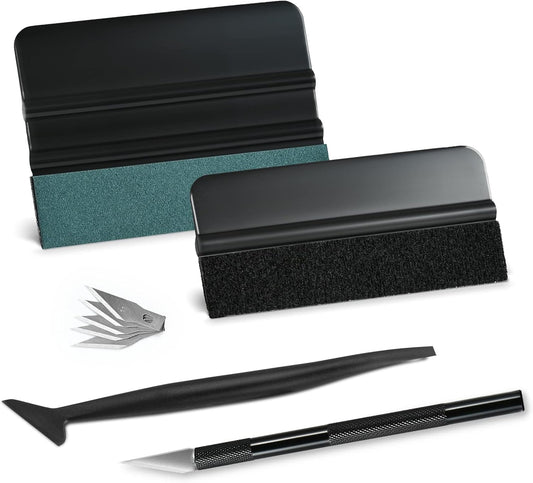 9-in-1 complete tool set with two squeegee types, micro squeegee, craft knife, and 5 replacement blades