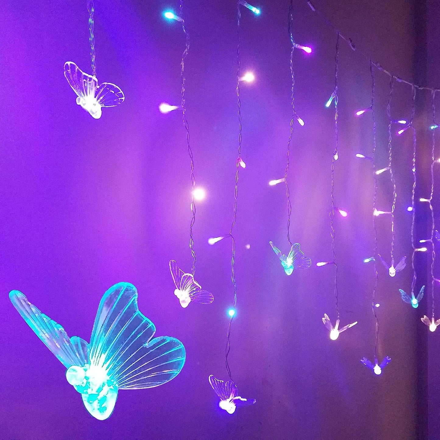 90 led butterfly-shaped fairy lights in multicolor/pastel