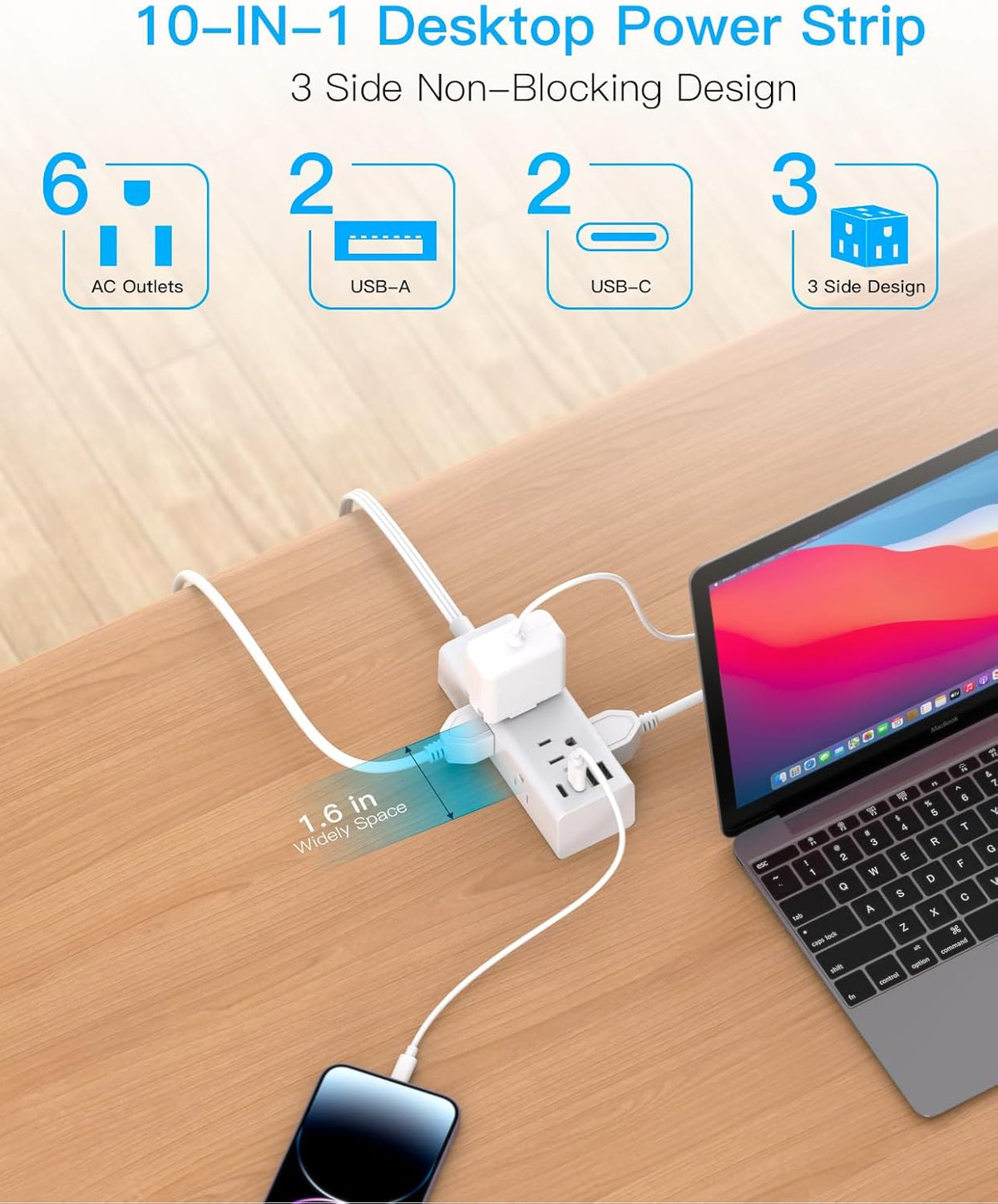 900-joule surge protection with 'surge protected' indicator light