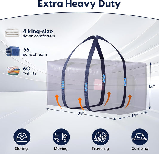 93l / 23-gallon capacity at 29" x 14" x 13", holding 4 king comforters or 60 t-shirts per bag