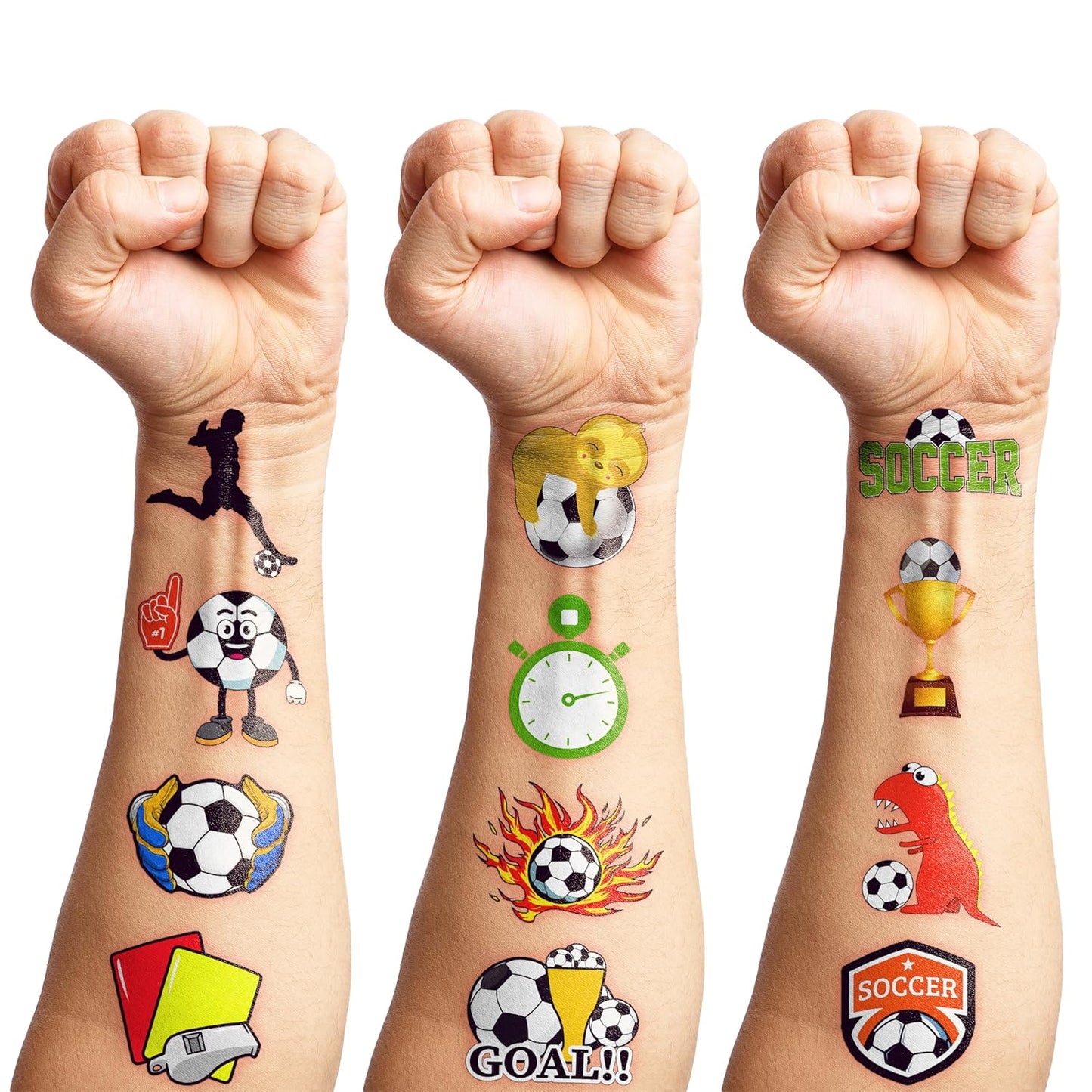 96 Pack Soccer Themed Tattoos for Kids – Safe Water Activated Stickers for Nursery, Playroom, and Living Room Play