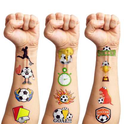 96 Pack Soccer Themed Tattoos for Kids – Safe Water Activated Stickers for Nursery, Playroom, and Living Room Play