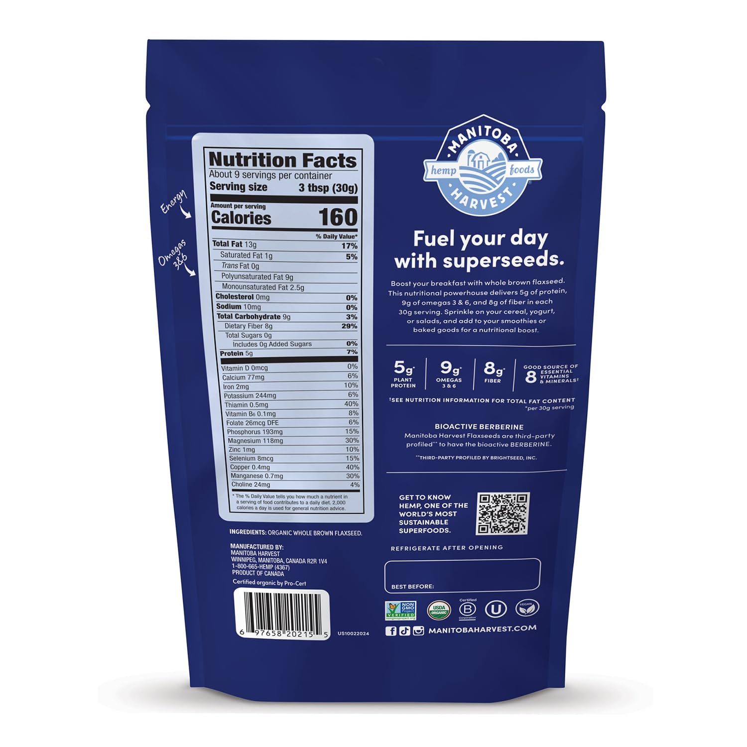 9g omega 3 and omega 6 per 30g serving