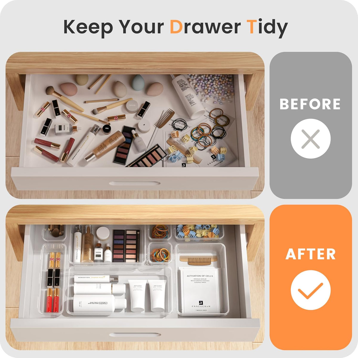 A-LuGei Stackable Drawer Tray System – See-Through Design for Calm, Organized Makeup and Skincare Storage