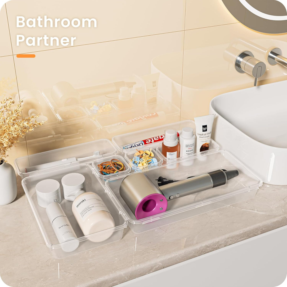 A-LuGei Stackable Drawer Tray System – See-Through Design for Calm, Organized Makeup and Skincare Storage