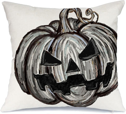 AACORS Pumpkin Throw Pillow Cover 12x20 Inches - Neutral Black and White Pillow Case for Intentional, Less-Is-More Home Styling