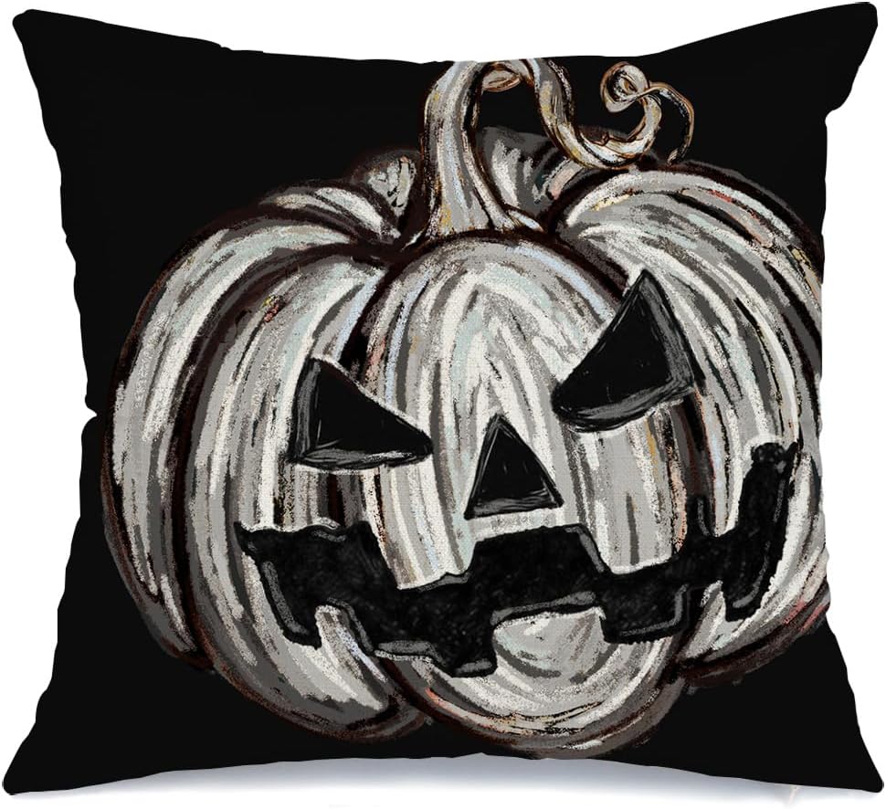 AACORS Pumpkin Throw Pillow Cover 12x20 Inches - Neutral Black and White Pillow Case for Intentional, Less-Is-More Home Styling
