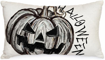 AACORS Pumpkin Throw Pillow Cover 12x20 Inches - Neutral Black and White Pillow Case for Intentional, Less-Is-More Home Styling