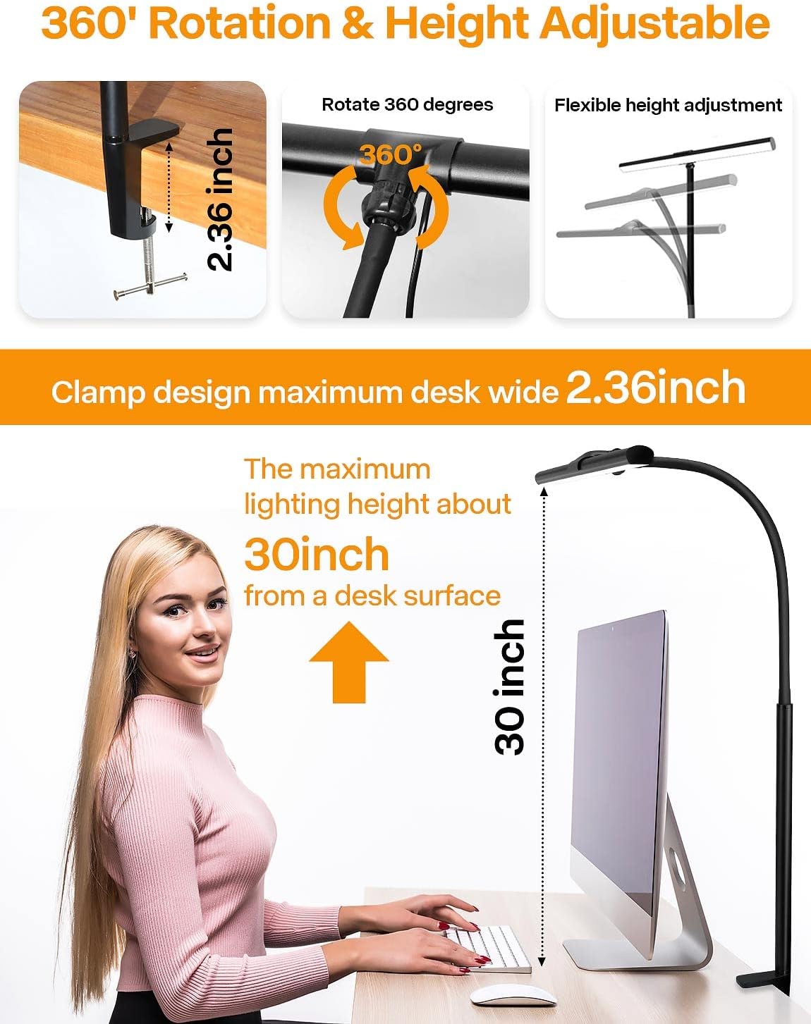 ACNCTOP Desk Lamp Practical Office Gift - 25 Lighting Modes Eye-Caring LED for Students, Coworkers, and Back-to-School