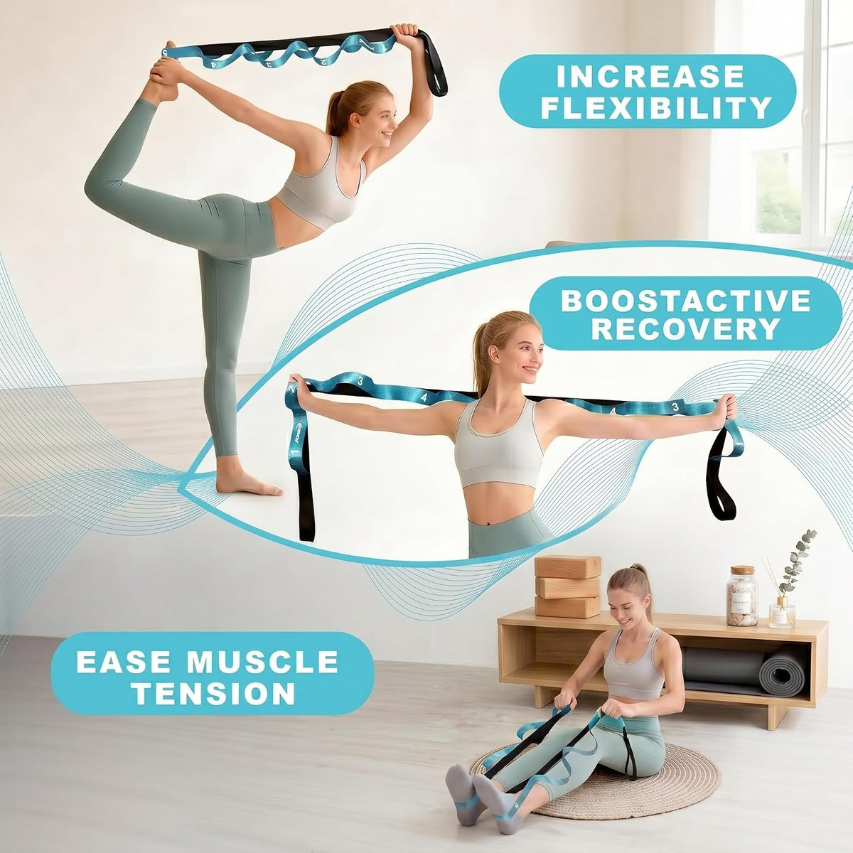 Acozycoo Stretching Strap with Loops for Physical Therapy – Thoughtful Wellness Gift for Mom, Dad, and Seniors Who Love Fitness