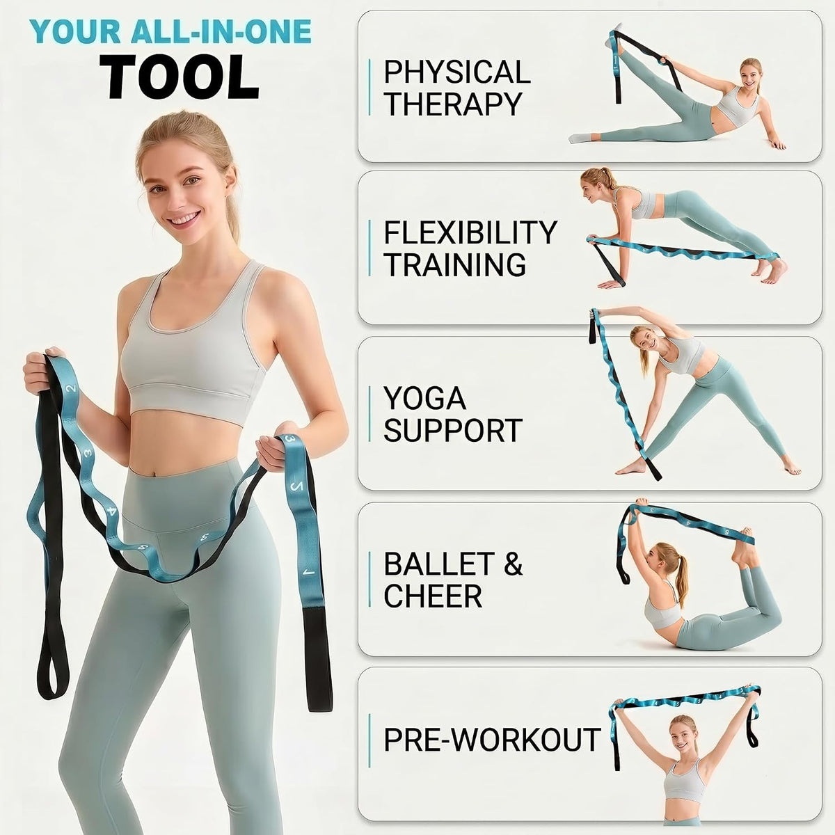 Acozycoo Stretching Strap with Loops for Physical Therapy – Thoughtful Wellness Gift for Mom, Dad, and Seniors Who Love Fitness