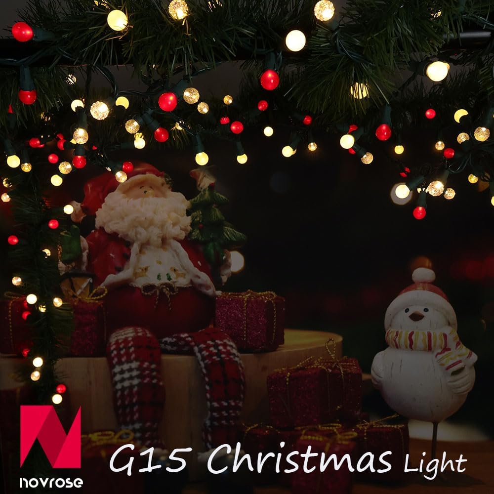 Addlon Pearlized G15 LED String Lights – Flameless Indoor Holiday Lighting Safe for Kids Pets and Worry-Free Overnight Use