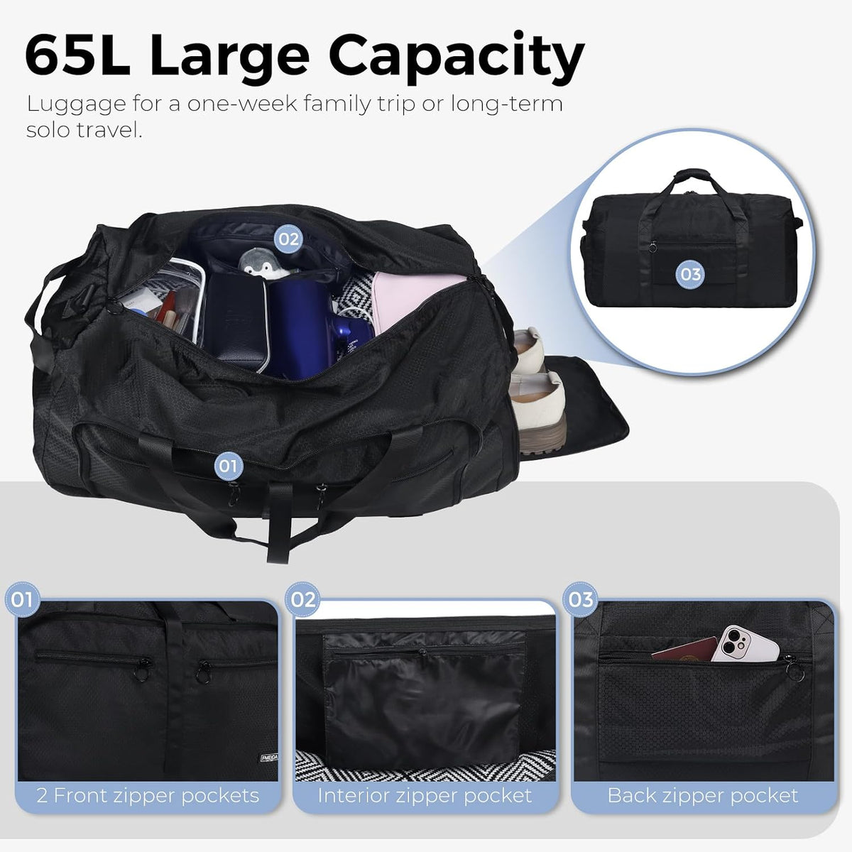 adjustable and removable long shoulder strap plus web carry handles