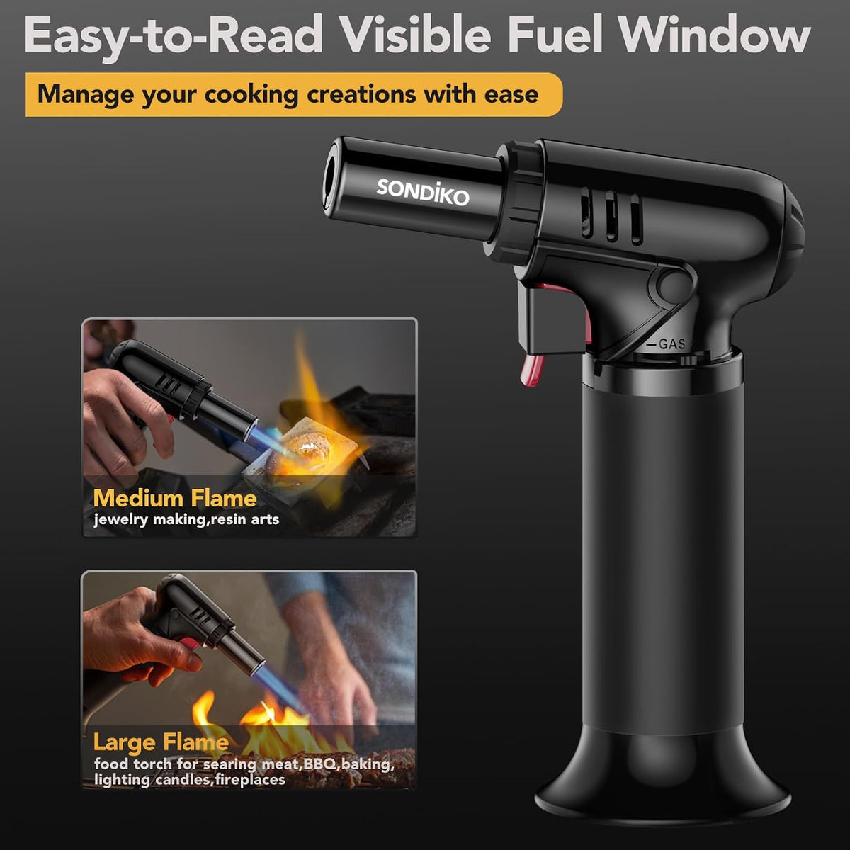 adjustable flame regulator with thumb-reached safety lock button
