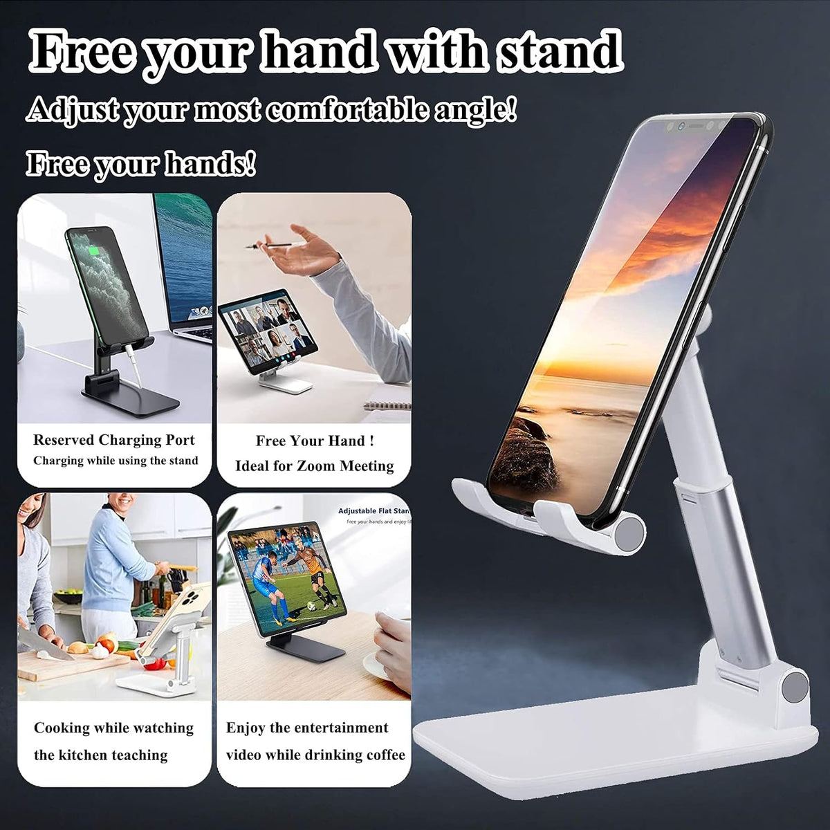adjustable height range from 5 inches to 6.4 inches with customizable viewing angle