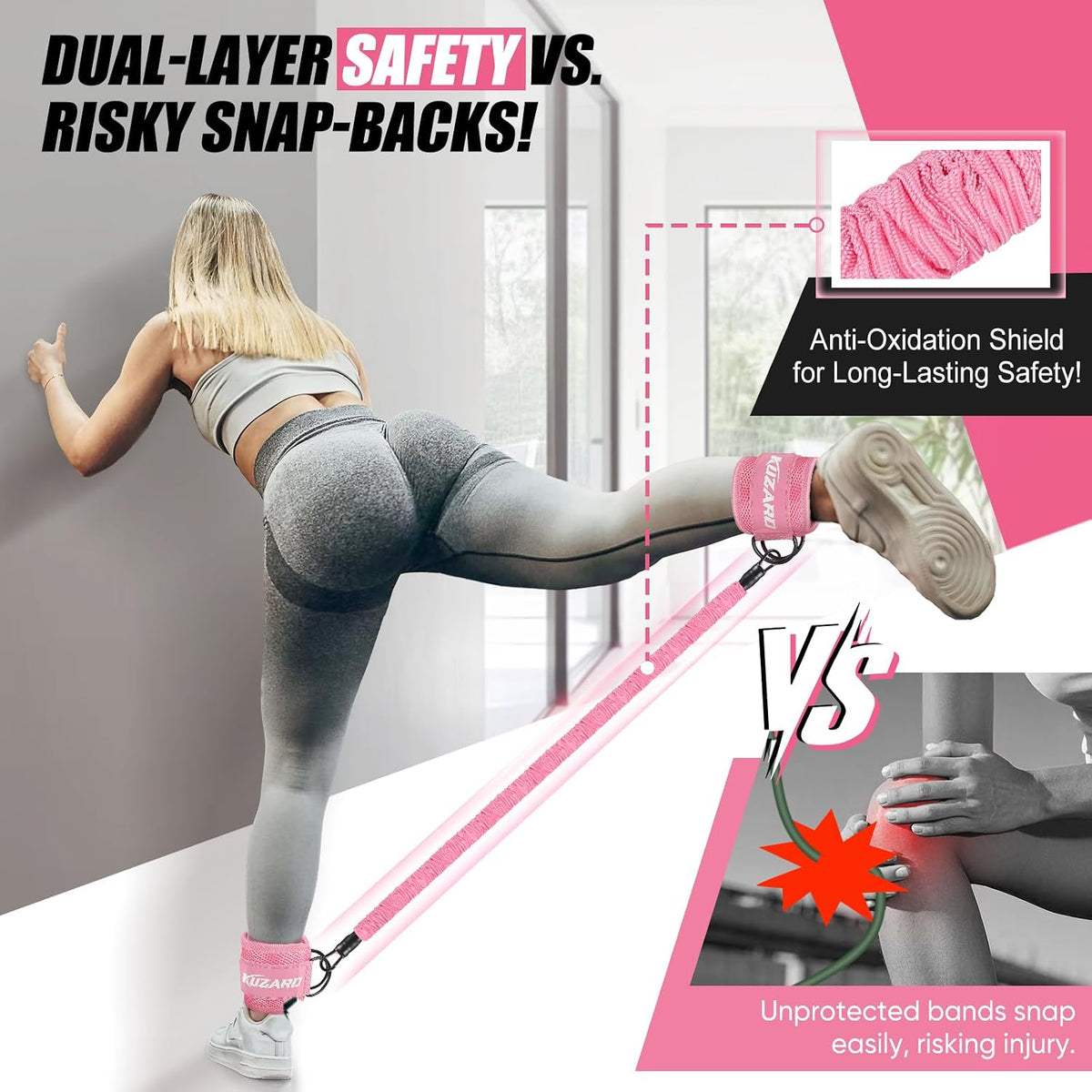adjustable neoprene ankle cuffs with breathable mesh panels and dual d-rings for stable attachment
