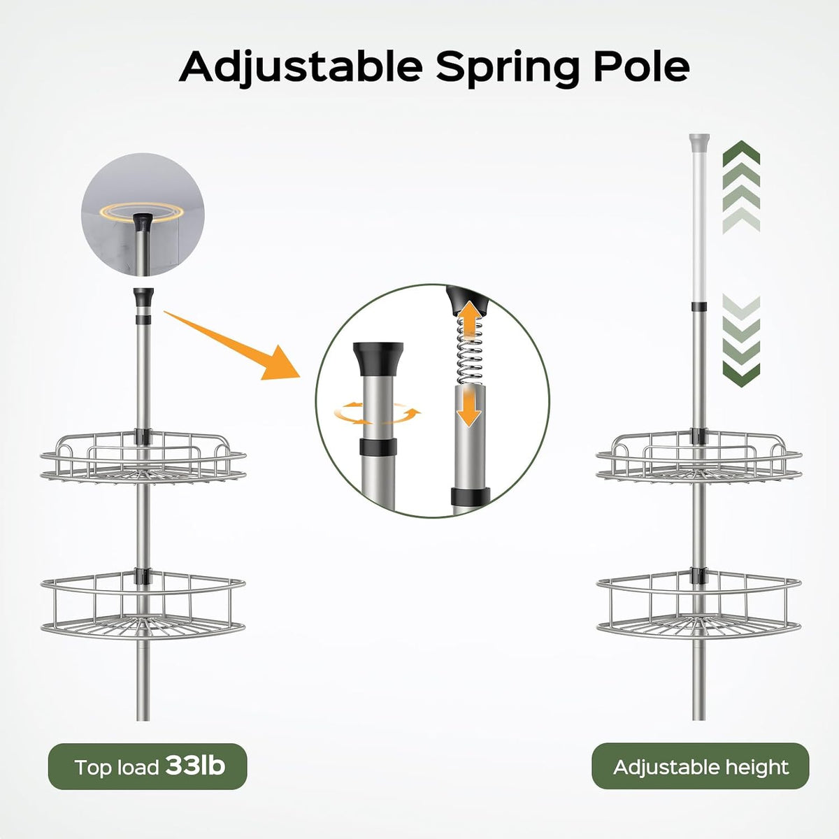 adjustable overall height from 47.72 to 123.6 inches to fit most flat ceilings