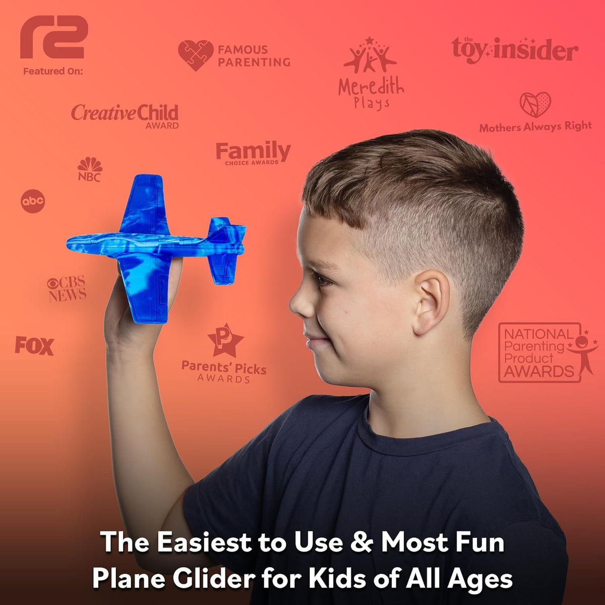 aerodynamically weighted glider body achieving up to 100ft flight distance