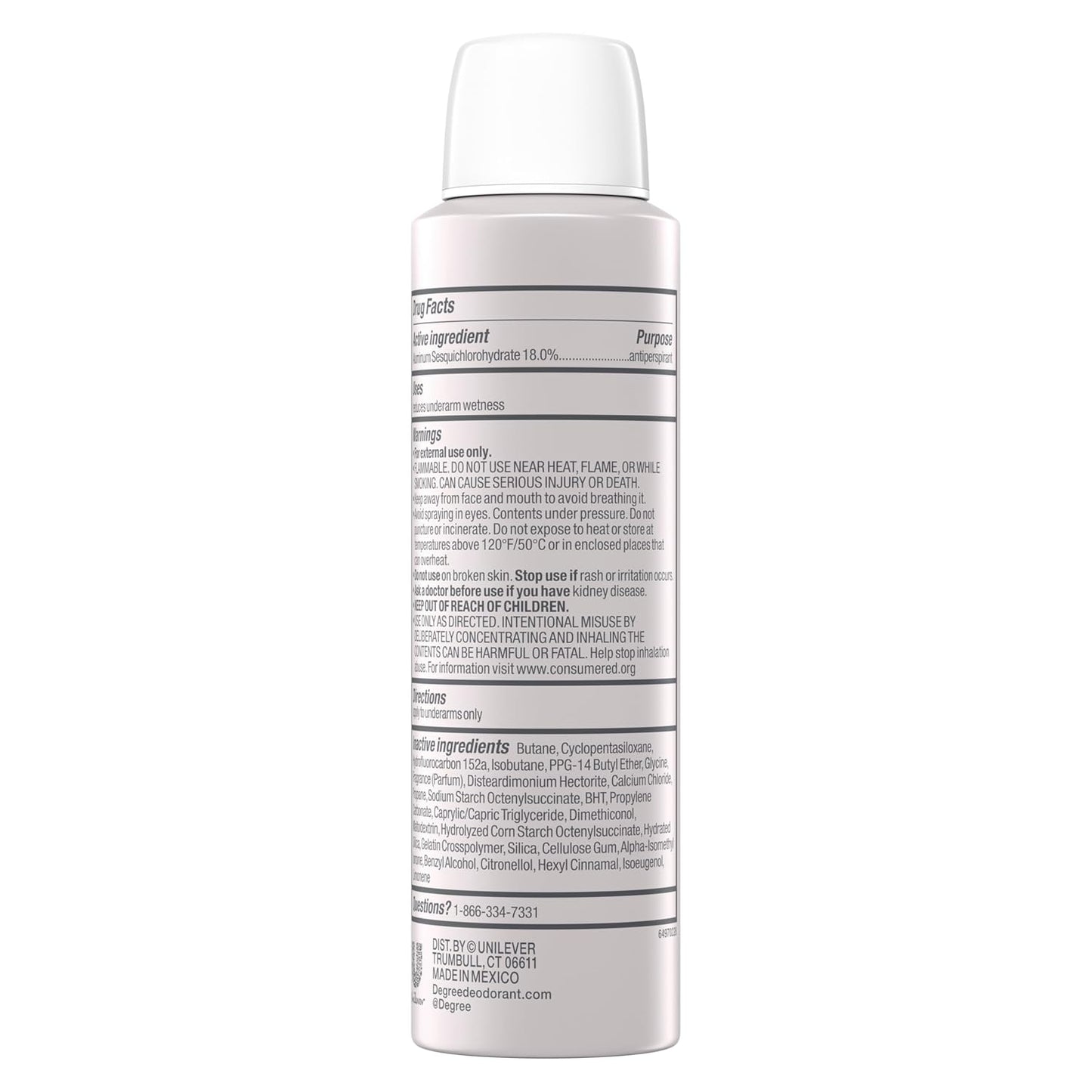 aerosol dry spray format that dries fast with no residue on clothes