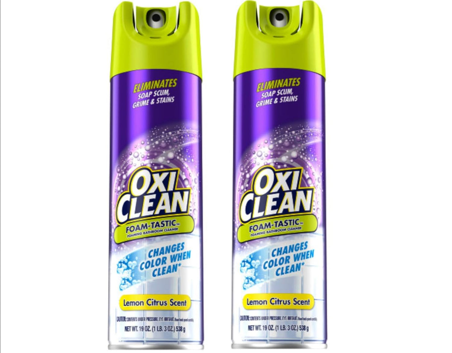 aerosol foam spray that clings to tub, tile, and glass surfaces