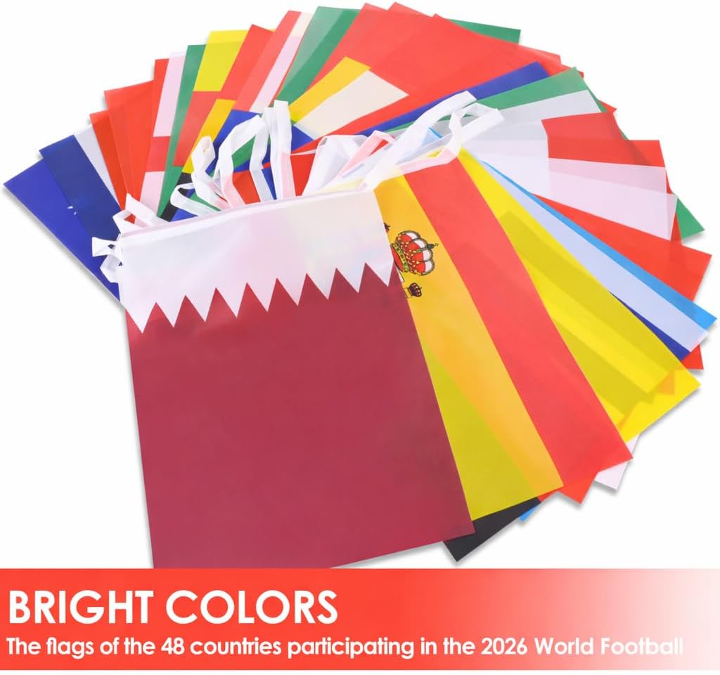 AhfuLife Global Inspiration Flag Garland – 49ft Bunting to Create Energizing Work Environment for Sports Enthusiasts