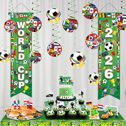 AhfuLife Soccer Themed Birthday Party Banner 2026 Hanging Door Decoration for Kids Playroom and Backyard (Style 1)
