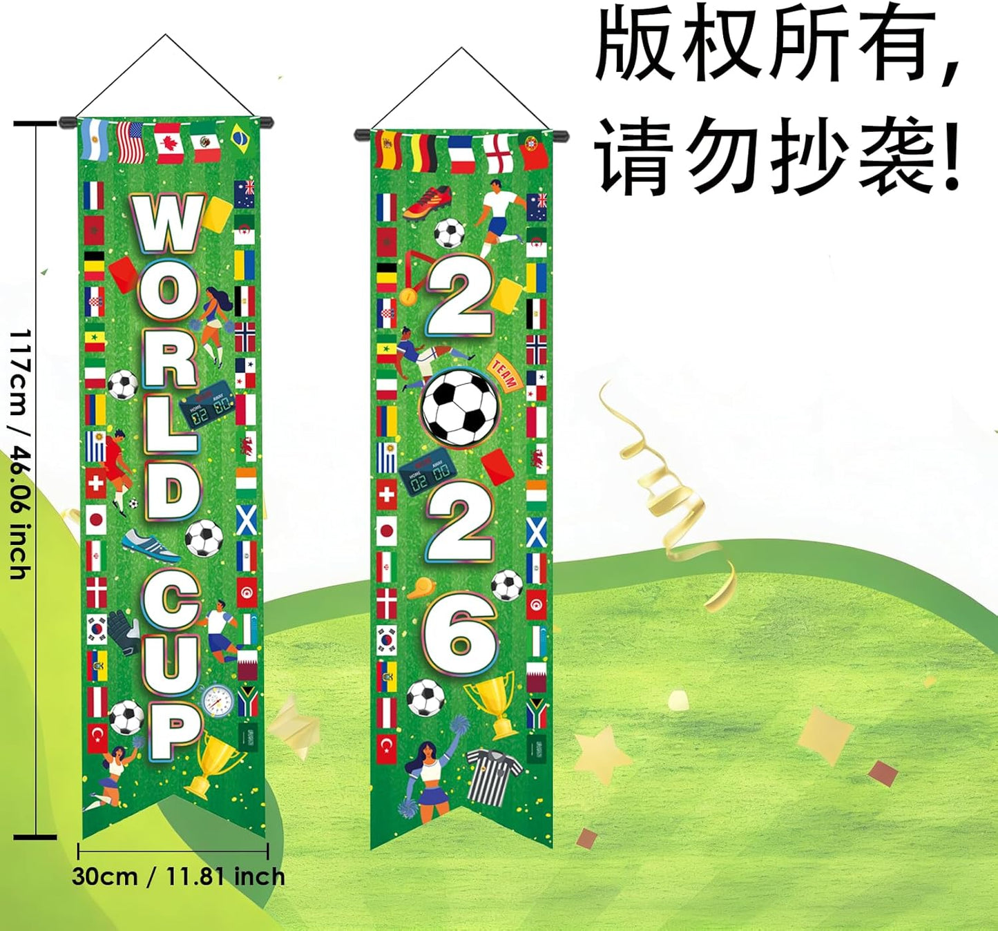 AhfuLife Soccer Themed Birthday Party Banner 2026 Hanging Door Decoration for Kids Playroom and Backyard (Style 1)