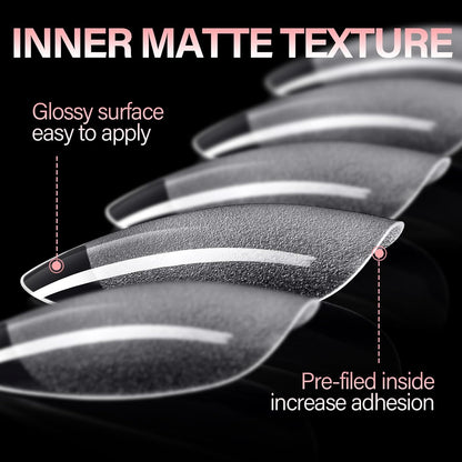 AILLSA Pre-Shaped Acrylic Nail Tips – Minimal Prep Natural-Look Manicure, Just Glue and Go for Short Almond Shape