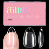 AILLSA Pre-Shaped Acrylic Nail Tips – Minimal Prep Natural-Look Manicure, Just Glue and Go for Short Almond Shape