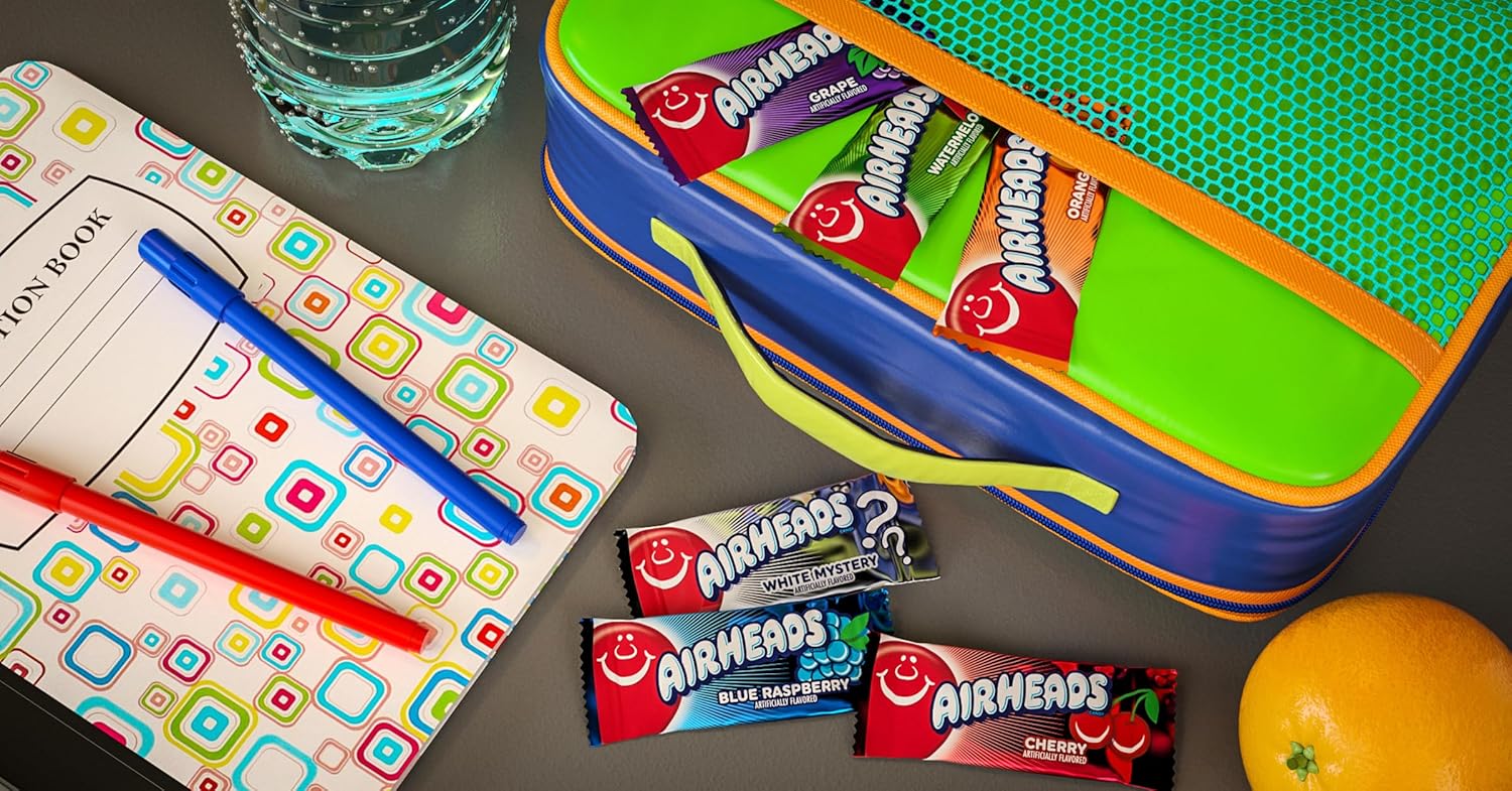 Airheads Sour Full-Size Candy Bars – Allergy-Safe Classroom Treats for Kids' Lunchboxes and Prize Boxes