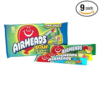 Airheads Sour Individually Wrapped Bars – Halloween Care Package Snack and Dorm Room Care Box Essential