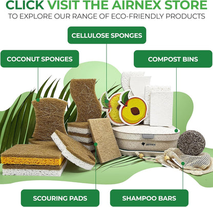 AIRNEX Odor-Resistant Dish Sponge for Health-Conscious Homes, Fast-Drying Coconut Fiber Sponge