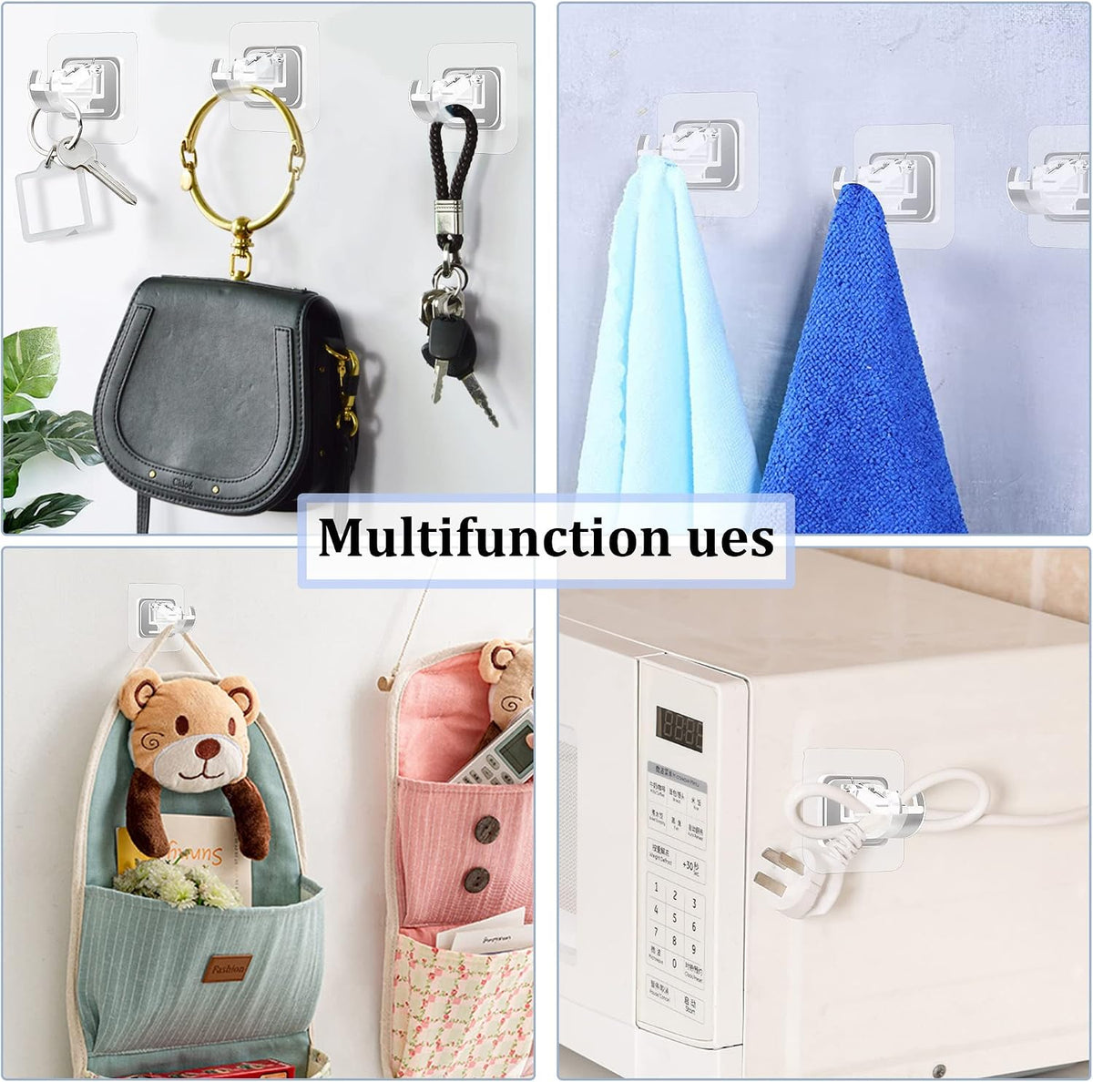 Aizhelu Self Adhesive Rod Hooks – Sturdy Drill Free Mounts for Kid and Pet Friendly Homes, 8 Pack