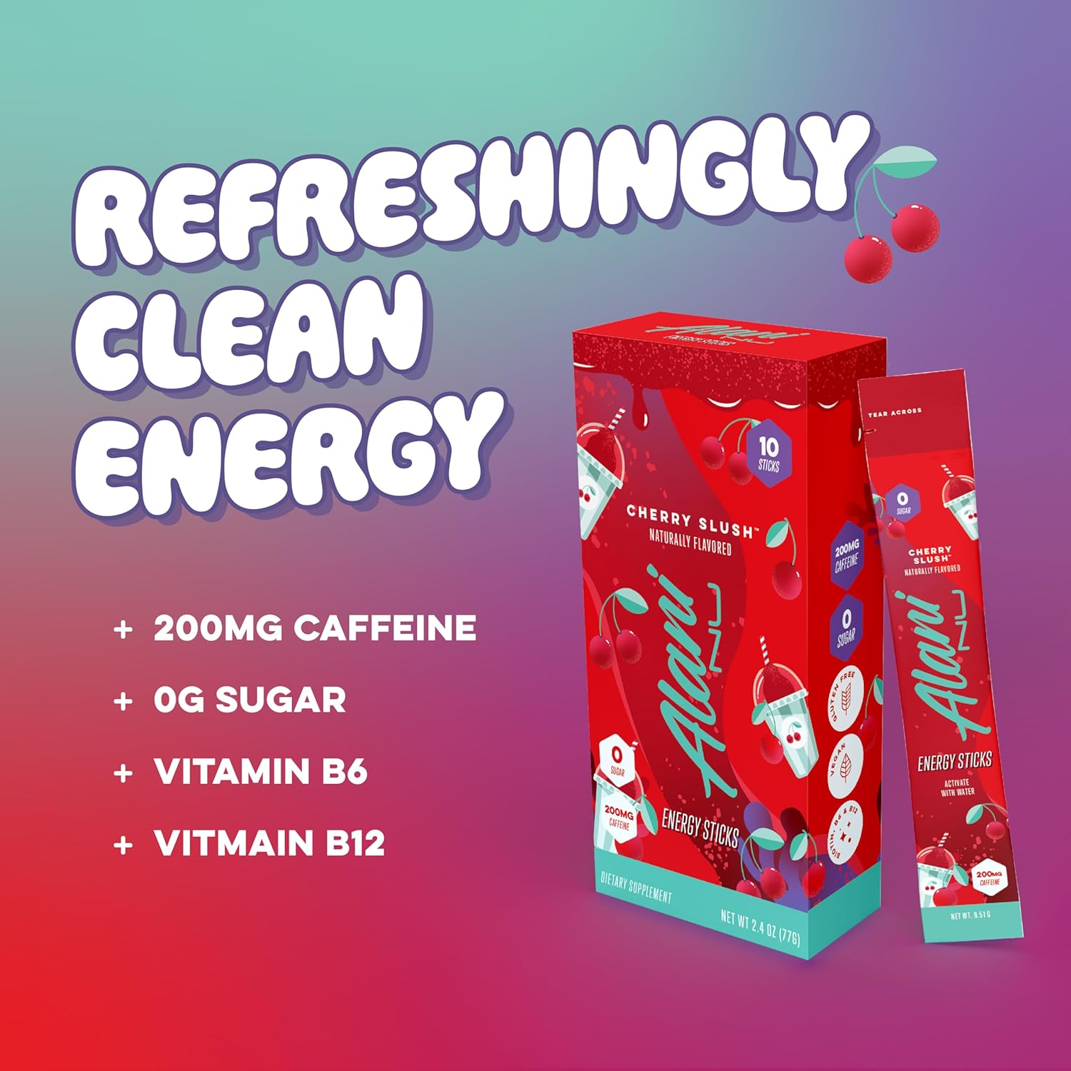Alani Nu PINK SLUSH Energy Sticks – 200mg Caffeine Focus Boost for Office Desk and Study Sessions