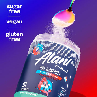 Alani Nu Pre Workout+ Powder for Self-Care Gym Sessions, Sugar-Free Focus and Steady Energy