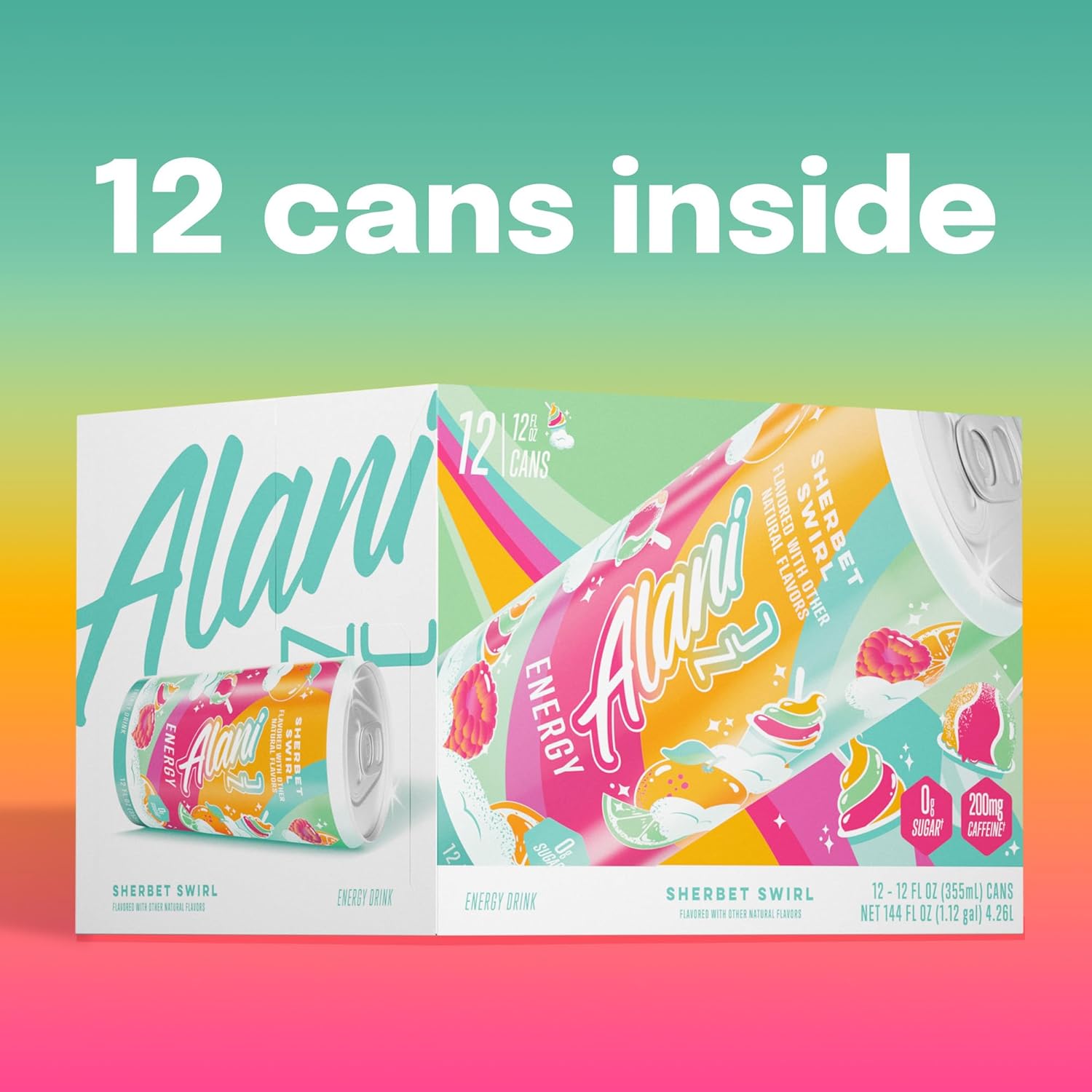Alani Nu Sherbet Swirl Energy Drink – Spa Night Ritual Companion, Low Calorie Focus Drink for Wellness Routines