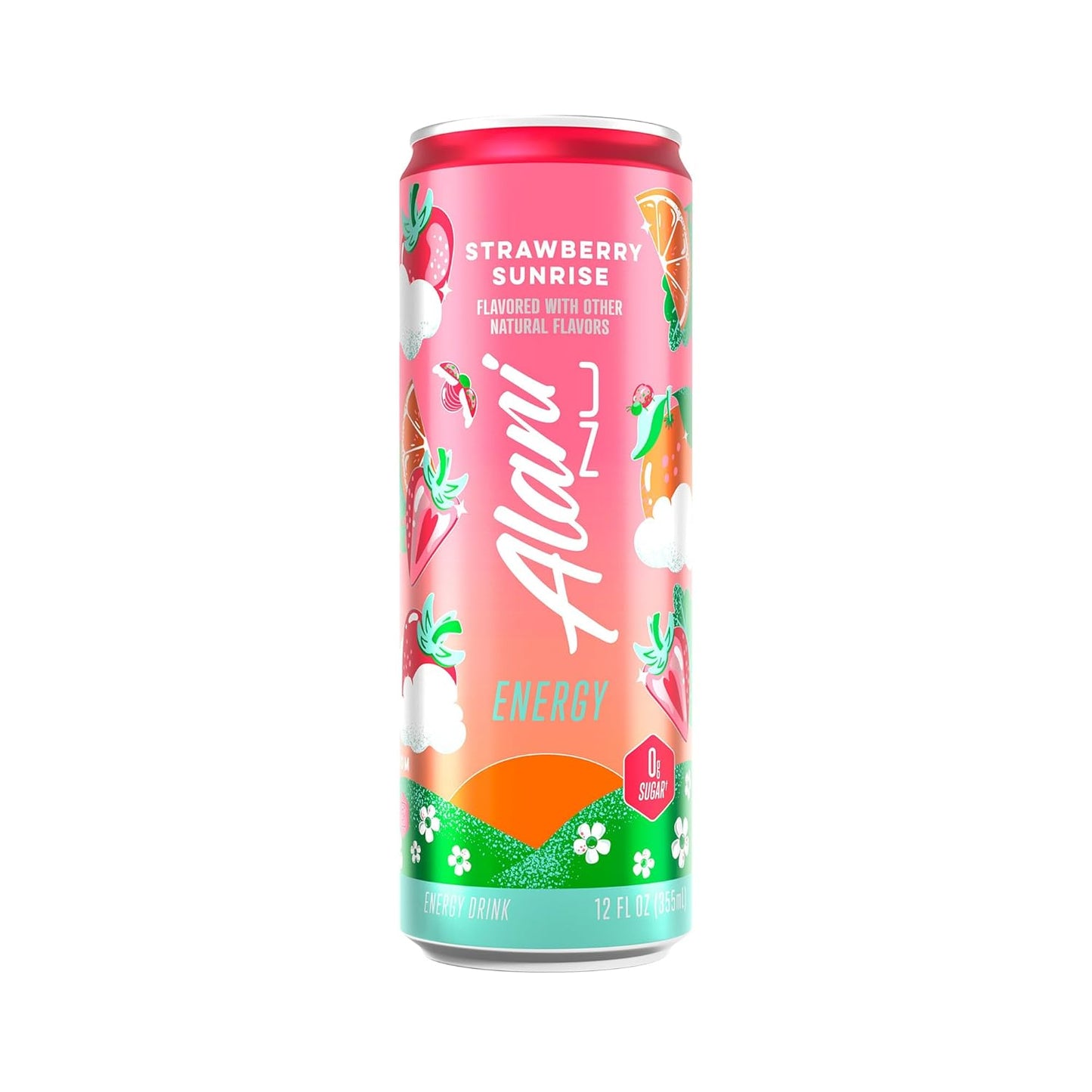 Alani Nu Strawberry Sunrise Low Calorie Energy Drink – Hair Skin Nails Beauty Companion for the Wellness Fridge, Biotin B12 12 Fl Oz 12 Pack