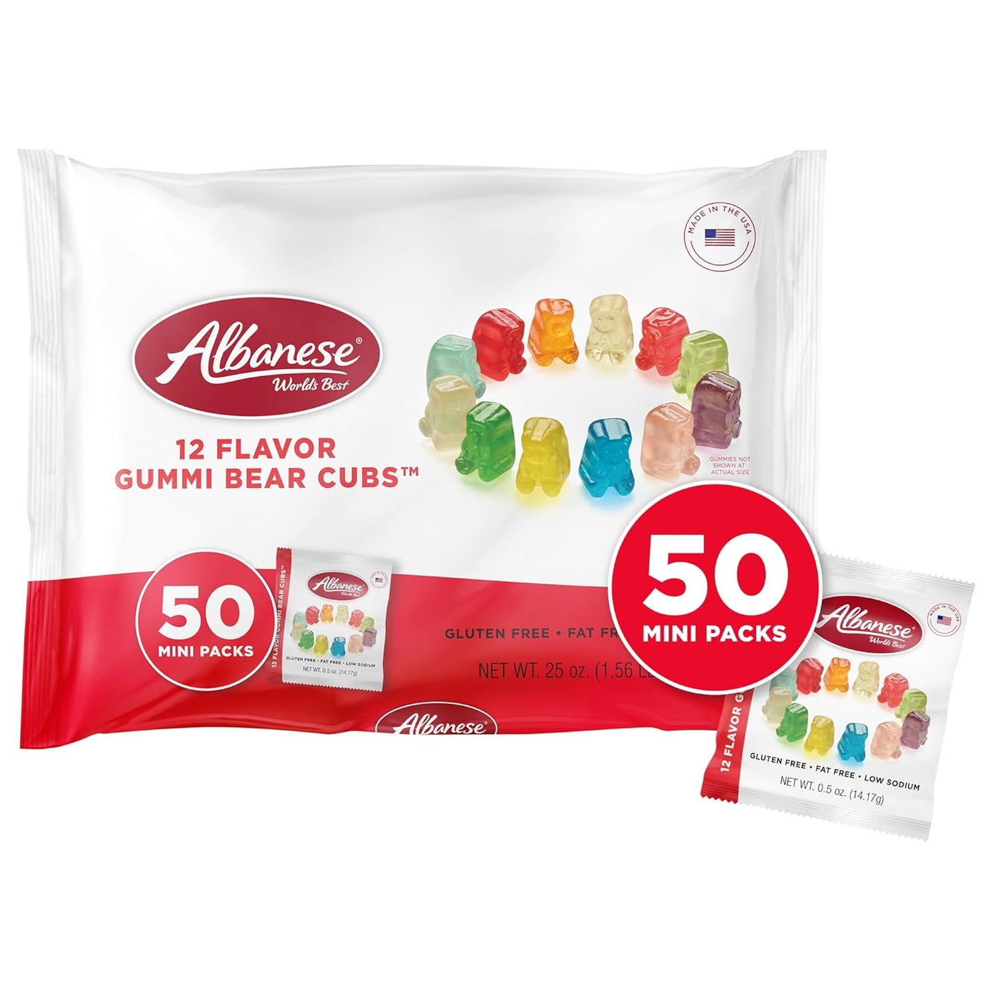 Albanese World's Best 12 Flavor Gummi Bear Cubs Halloween Candy – Allergy-Safe Trick or Treat Bags for Kids Class Party