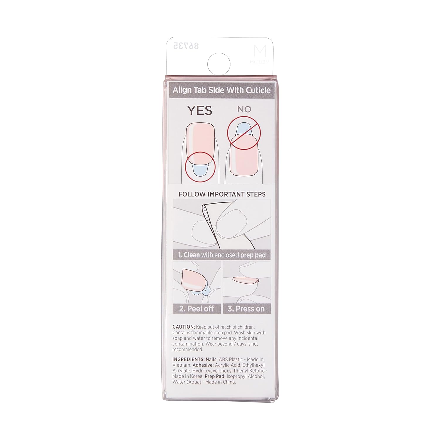 all-inclusive kit: 30 nails, prep pad, mini file, and manicure stick