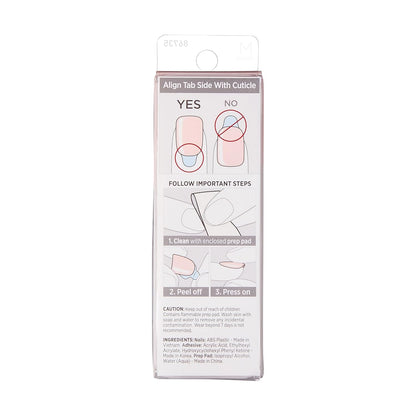 all-inclusive kit: 30 nails, prep pad, mini file, and manicure stick